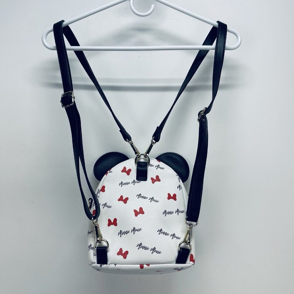Loungefly Disney Mini Purse/Bag Pack Minnie Mouse Signature Ears White Stripped - Picture 8 of 12
